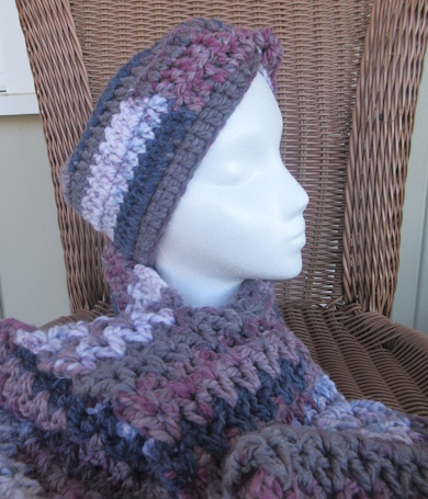 Scarf & Ear Warmer Set (Purple Mix)-